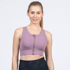 Capucine 2 nursing and hands free pumping nursing sports bra, high impact, high coverage, Lavender smoke - Sweat and Milk