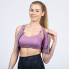 Capucine 2 nursing and hands free pumping nursing sports bra, high impact, high coverage, Lavender smoke - Sweat and Milk