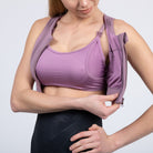 Capucine 2 nursing and hands free pumping nursing sports bra, high impact, high coverage, Lavender smoke - Sweat and Milk