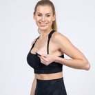 Venice 3 High Impact Nursing sports bra for big chest, DDD cup, Black Tiger, Sweat and Milk