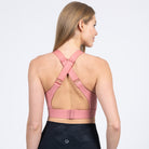 Venice High Impact Nursing Sports Bra, clip down nursing bra, large cups, adjustable, peach, Sweat and Milk