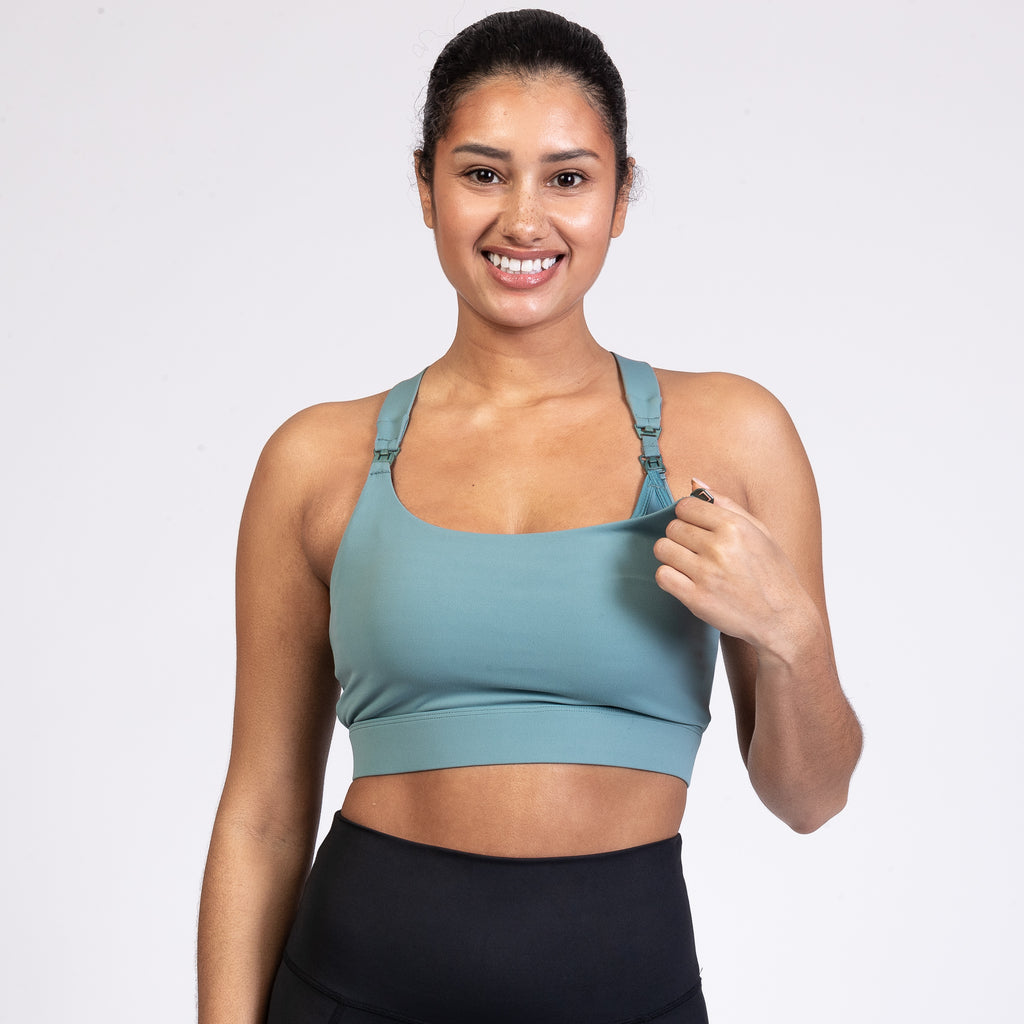 Venice 3 high impact nursing and pumping sports bra, DDD cup, seagrass, Sweat and Milk