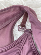 Capucine 2 nursing and hands free pumping nursing sports bra, high impact, high coverage, Smoky Plum - Sweat and Milk