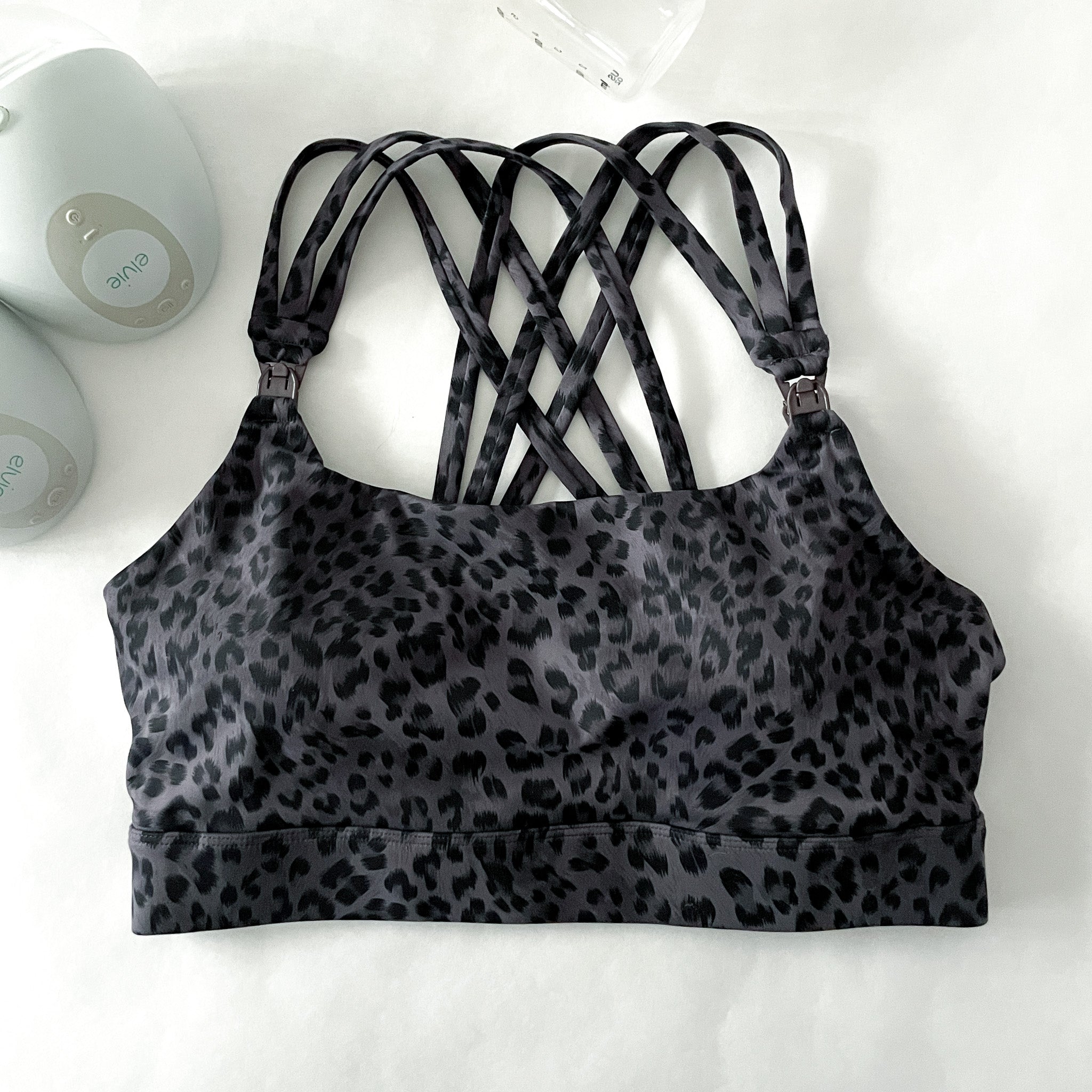 Chloe Running Nursing Pumping Sports Bra (Gray Leopard