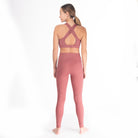 Postpartum Legging, mauve, pink, high waisted, tummy control, laser cut details on the front leg, pocket, full length, soft and stretchy