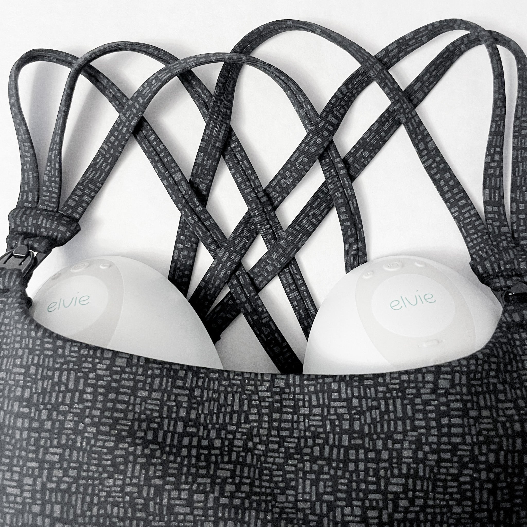 Chloe 4 High Impact running nursing & pumping sports bra, B-G cups, large breasts, strappy back, adjustable, black, sweat and milk