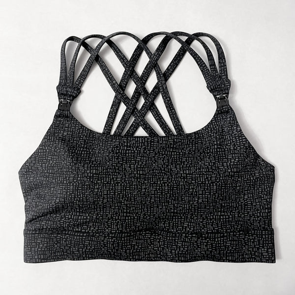 Chloe 4 Running Nursing & Pumping Sports Bra (Ribbed Chai) in Black Shimmer