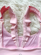Madison Ruffle Nursing Sports Bra, Medium support, running, largest breast, blush pink