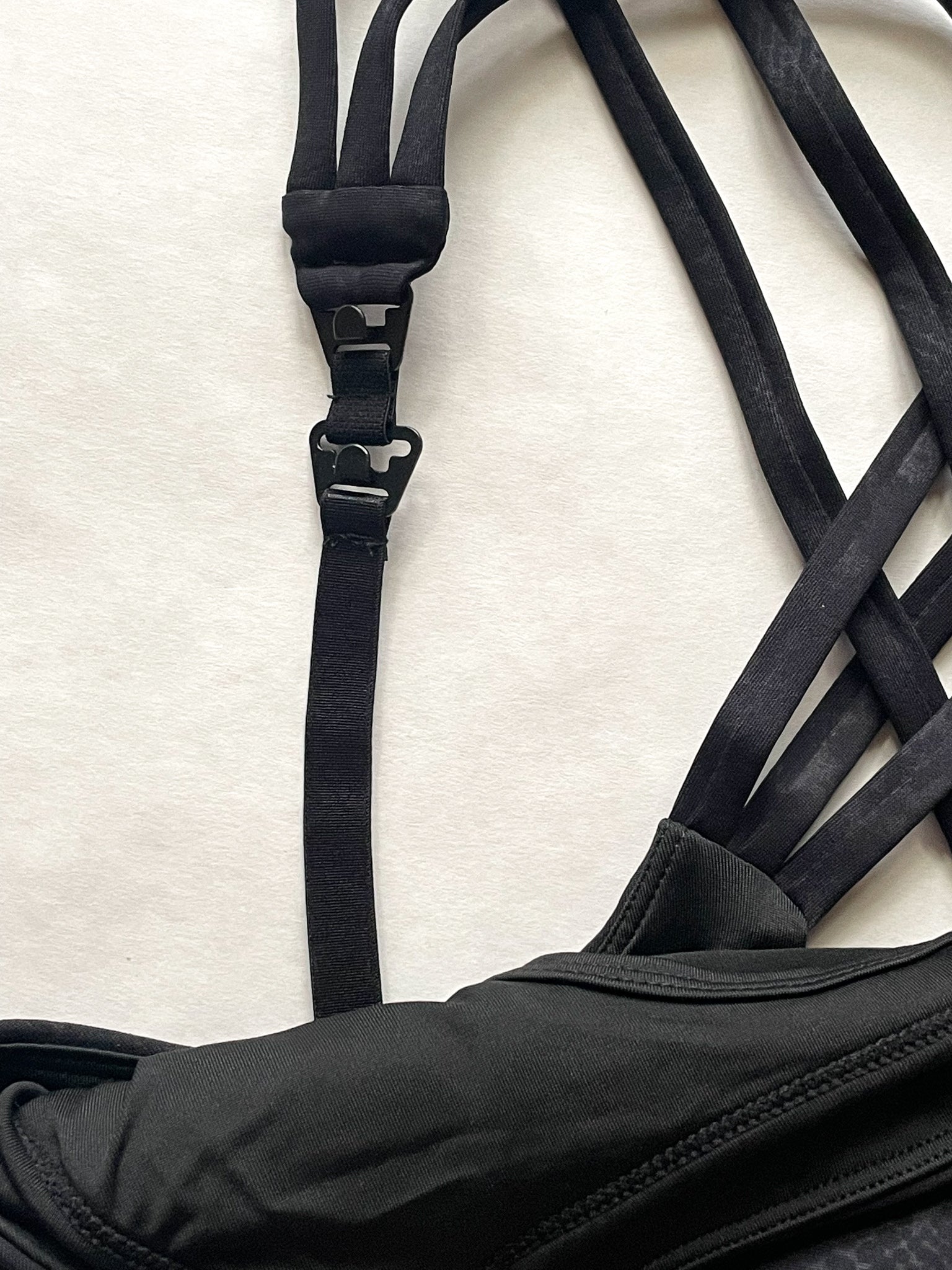 Chloe 4 Running Nursing and Pumping Sports Bra, black, strappy back, supportive, stylish, mid high impact, high coverage, supportive, large chest, black, sweat and milk