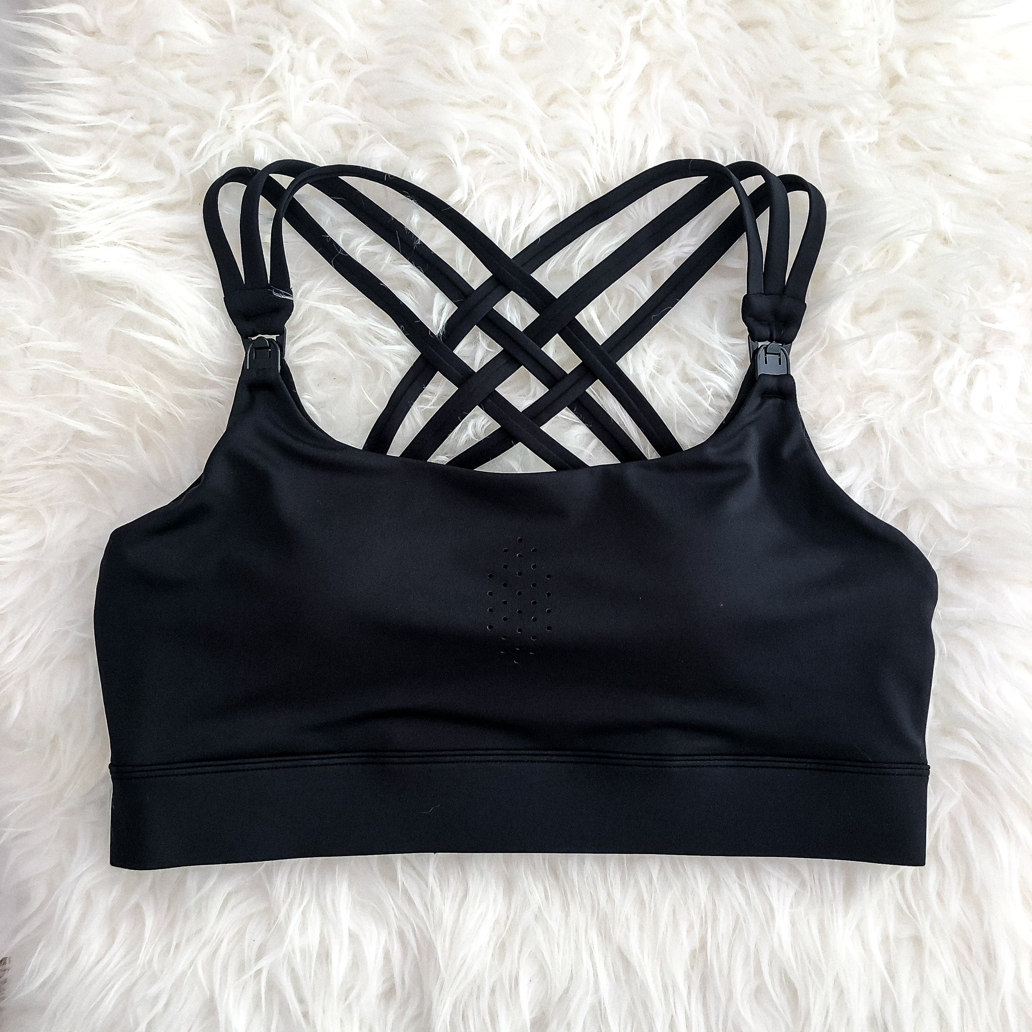 Chloe 3 Running Nursing Sports Bra, black, strappy back, supportive, stylish, mid high impact, mid high coverage