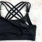 Chloe 3 Running Nursing Sports Bra, black, strappy back, supportive, stylish, mid high impact, mid high coverage