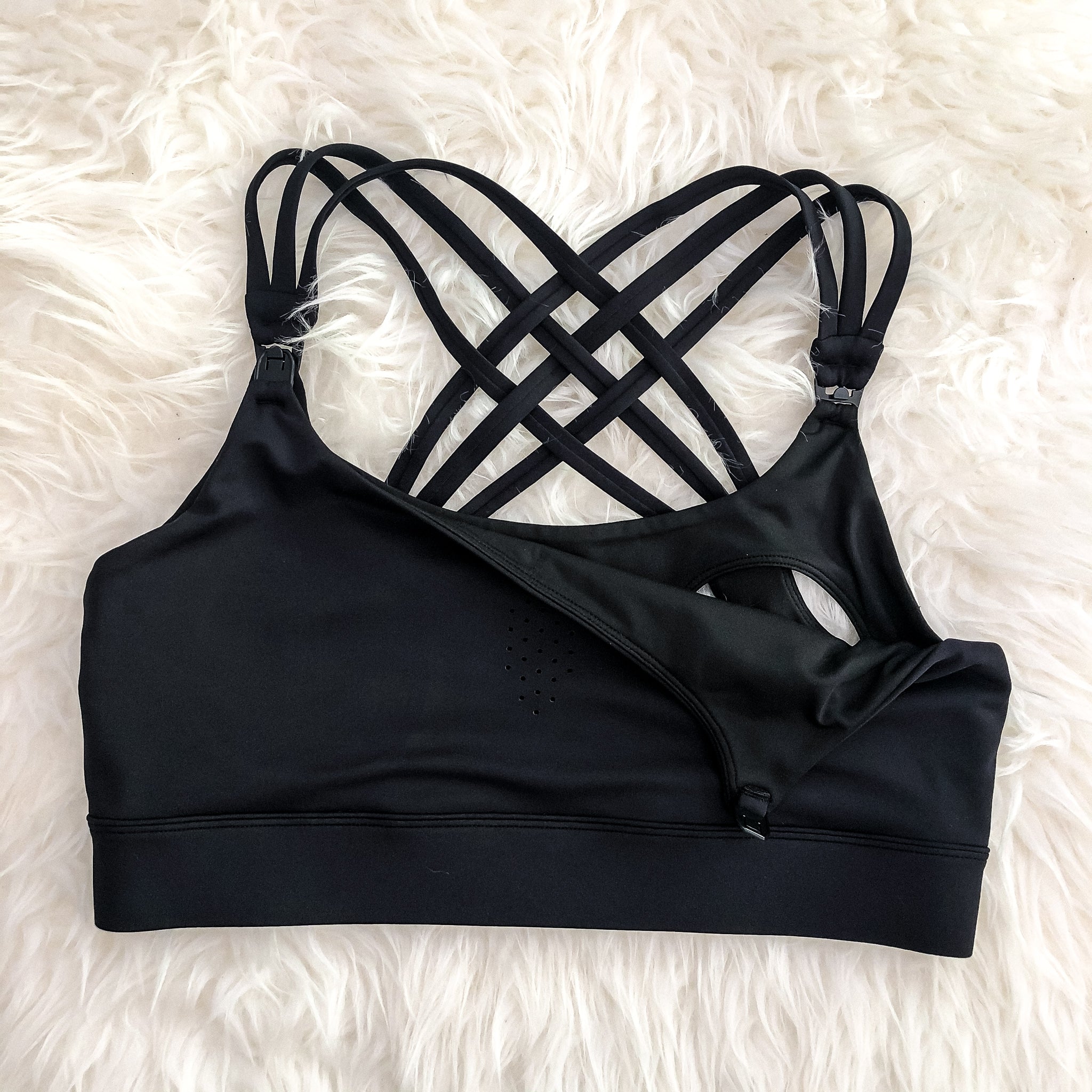 Chloe 3 Running Nursing Sports Bra, black, strappy back, supportive, stylish, mid high impact, mid high coverage