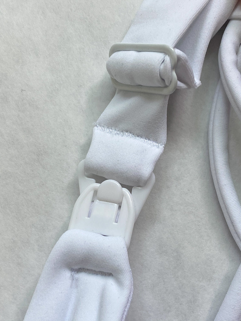 Nursing Sports Bra, strappy, white, Adjustable straps, Oceane 2 - Sweat and Milk LLC