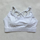 Nursing Sports Bra, strappy, white, Adjustable straps, Oceane 2 - Sweat and Milk LLC