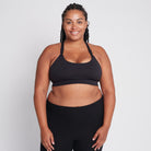 Océane 3 Nursing sports Bra, medium impact, hands free pumping, black, strappy back, adjustable back closure, black - Sweat and Milk