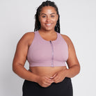 Capucine 2 nursing and hands free pumping nursing sports bra, high impact, high coverage, Smoky Plum - Sweat and Milk