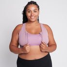 Capucine 2 nursing and hands free pumping nursing sports bra, high impact, high coverage, Smoky Plum - Sweat and Milk