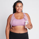 Capucine 2 nursing and hands free pumping nursing sports bra, high impact, high coverage, Smoky Plum - Sweat and Milk
