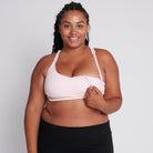 Océane 4 Nursing sports Bra, hands free pumping, blush, strappy back, adjustable, big chested, supportive