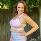 Chloe 3 Running Nursing Sports Bra, strappy back, high impact, stylish, blush