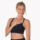 Nursing Sports Bra, strappy, adjustable straps, black- Sweat and Milk LLC