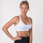 Nursing Sports Bra, strappy, white, Oceane 2 - Sweat and Milk LLC