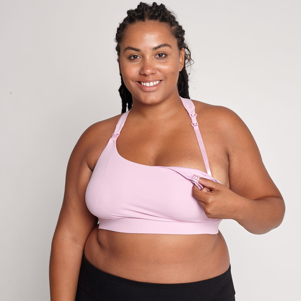 Venice 3 High Impact Nursing Pumping Sports Bra, Lilac, Big Chested, adjustable, Sweat and Milk
