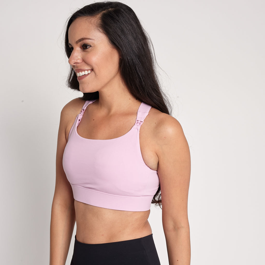 Venice 3 High Impact Nursing Pumping Sports Bra, Lilac, Big Chested, adjustable, Sweat and Milk